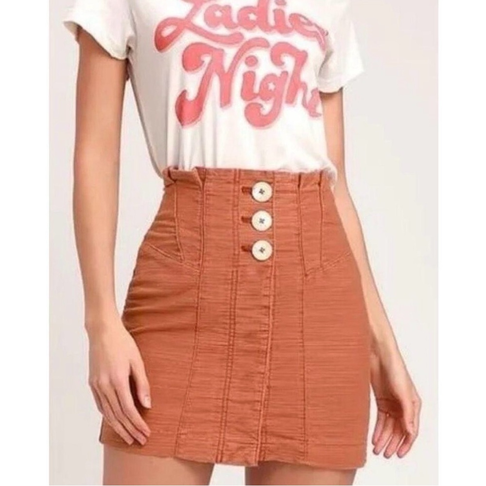 Free People Rust Orange High-Waist Mini Skirt